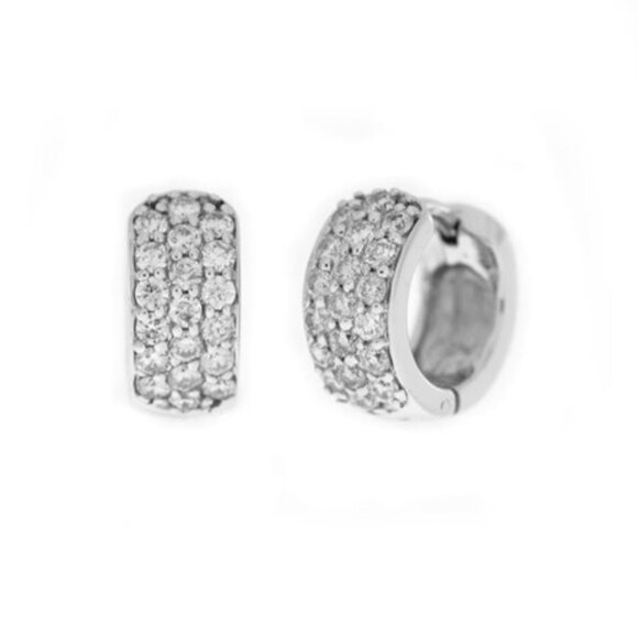 14Kt Gold 0.76 Ct Genuine Diamond Huggie Earrings - Picture 1 of 6